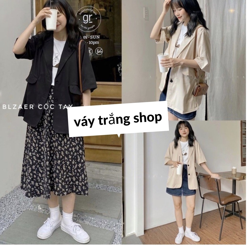 Áo blazer -  áo vest cộc tay chất tuyết hàn mềm mịn phong cách ulzzang hàn quốc siêu đẹp Váy trắng shop | BigBuy360 - bigbuy360.vn