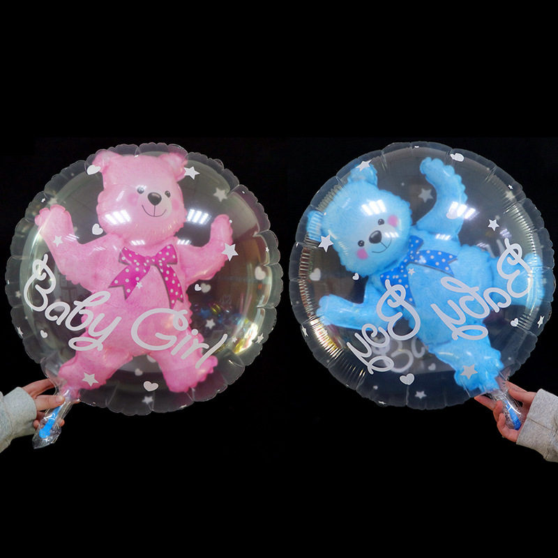 Set 5 bong bóng trong suốt hình gấu dễ thương trang trí tiệc sinh nhật cho bé