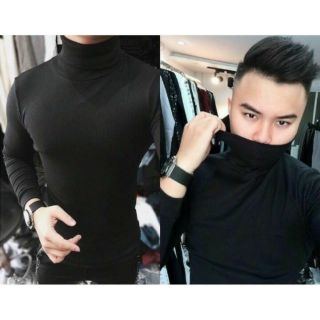 [Chuyên sỉ - lẻ] Áo thun cổ lọ tay dài nam LA01 (màu: đen)