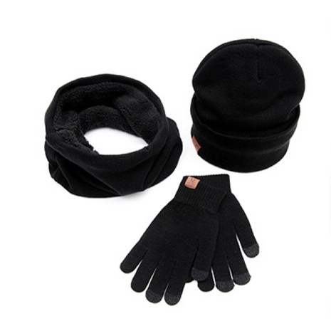 Bộ găng tay cảm ứng mũ len và khăn cổ lọ nam ấm áp tiện dụng cho mùa đông