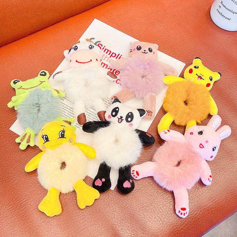 Dây buộc tóc co giãn phối lông hình thỏ dễ thương cho nữ