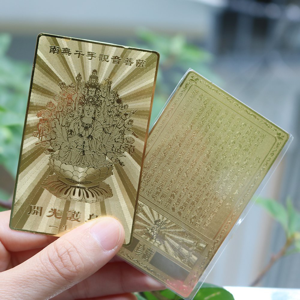 Tấm đồng mẹ quan âm nghìn mắt nghìn tay tài lộc may mắn sức khỏe bỏ túi ví