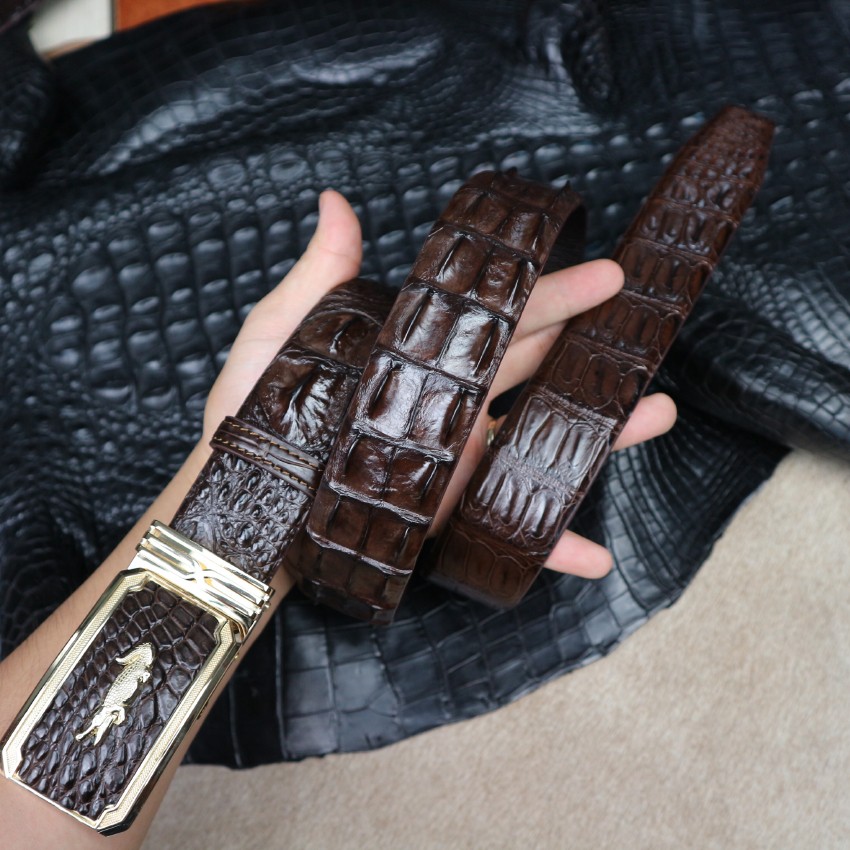 Dây nịt - Thắt lưng da cá sấu Konavis cao cấp bảnghép to  4.0 Cm làm từ vân gai lưng - CB04-02G