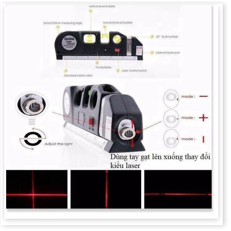 Thước Nivo laser LV-10 cân mực laser đa năng cân bằng kèm thước kéo 2,5m