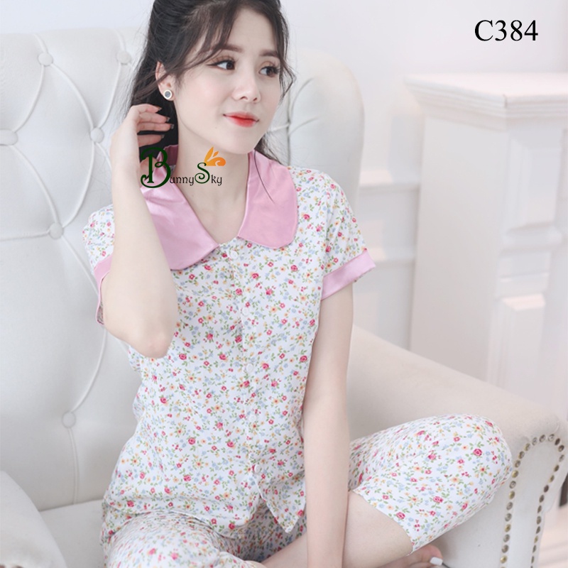 [BunnySky] Đồ bộ nữ, quần áo nữ mặc nhà, đồ bộ mặc nhà kẻ caro thô mềm mịn