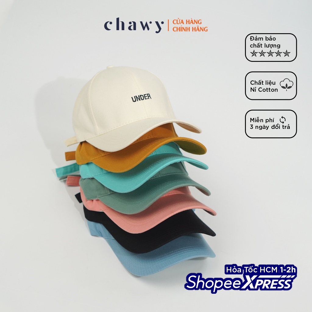 Mũ lưỡi trai cotton unisex, Nón kết nam nữ thêu chữ  UNDER phong cách Ulzzang Chawystore - K42
