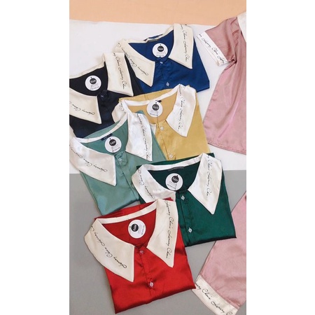 Bộ đồ ngủ pijama lụa satin ,đồ mặc ở nhà cộc tay quần dài cổ lá tiểu thư xinh xắn ,mềm mịn | BigBuy360 - bigbuy360.vn