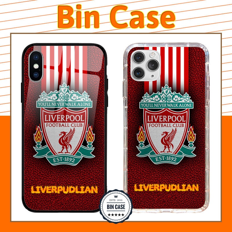 ⚽Ốp Lưng In Giả Da Logo Liverpool ⚽Ốp Liverpudlian Màu Đỏ iphone 13 12 11 Pro Max 6s 6 7 8 Plus X Xr Xs Max BONGDA116