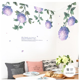 Decal giấy dán tường [MẪU MỚI] Decan Hoa Tú cầu