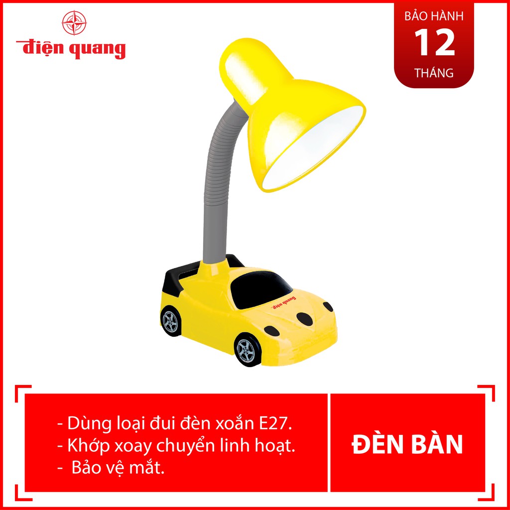 Đèn bàn Điện Quang ĐQ DKL05 B (kiểu xe hơi, vàng đen, có bóng)