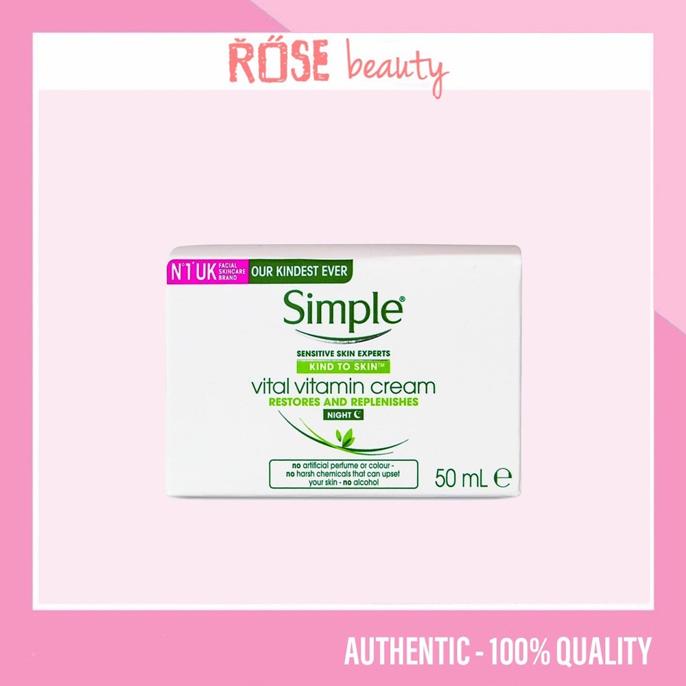 [Mã COS1904 giảm 8% đơn 300K] Kem dưỡng da cấp nước ban đêm Simple Kind To Skin Vital Vitamin 50ml | BigBuy360 - bigbuy360.vn