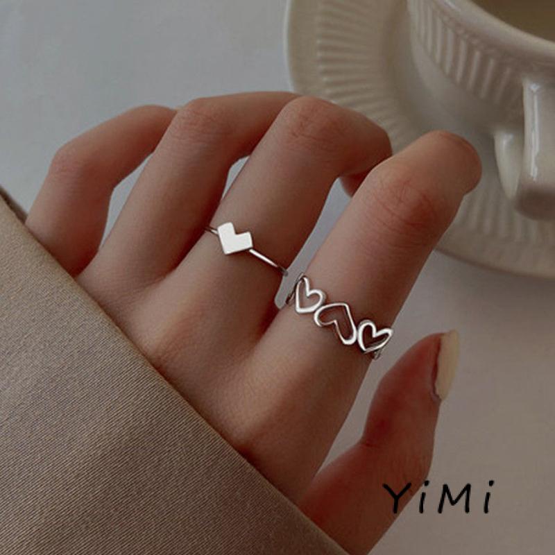 【Yimi.Vn】Nhẫn thiết kế họa tiết trái tim kiểu hở trẻ trung