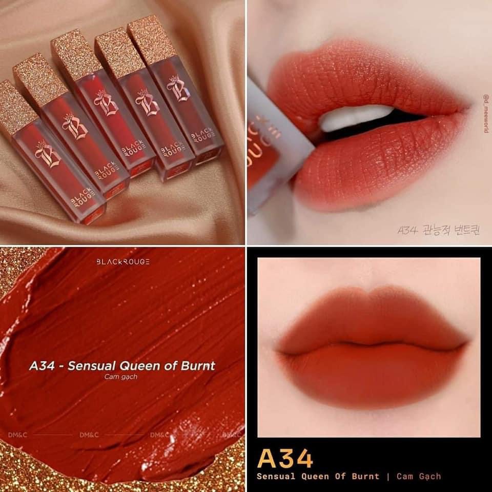 HÀNG AUTH) Son Black Rouge Air Fit Velvet Tint #A34 -cam gạch đẹp