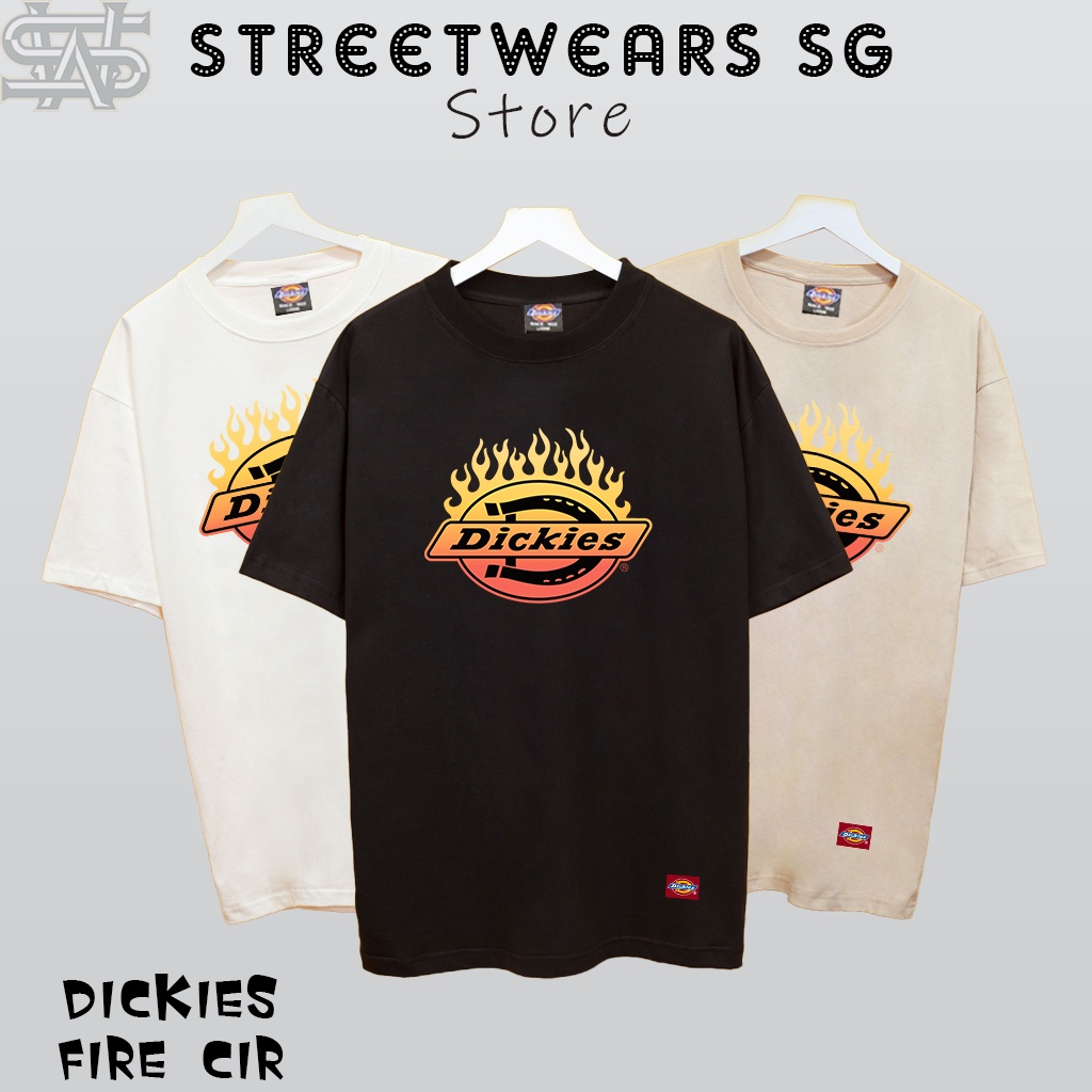 Áo Thun Dickies Logo Tròn Lửa Ngoài form rộng -T-Shirt Dickies cao cấp-DK26-Streetwears SG