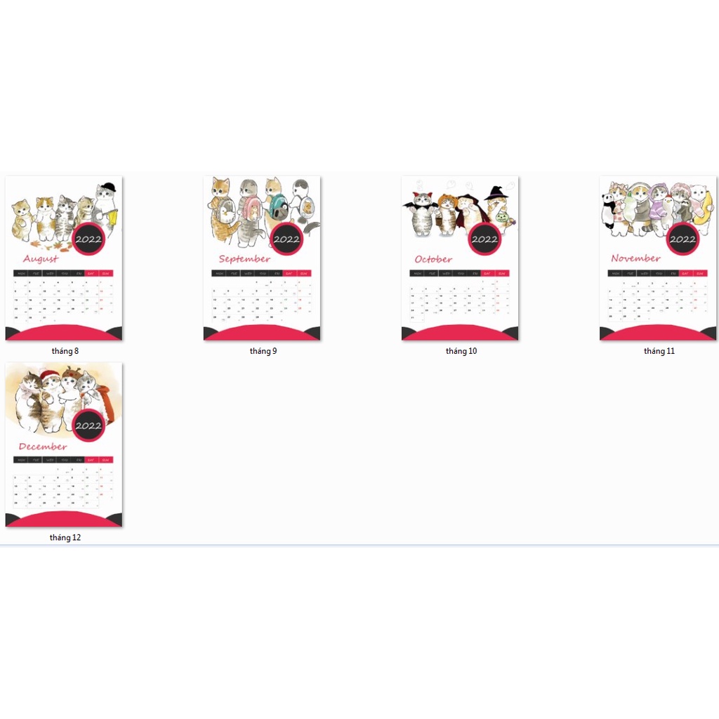 Lịch treo tường mèo ciao 2024 A4 13 tờ LA4I7a dễ thương có lịch âm