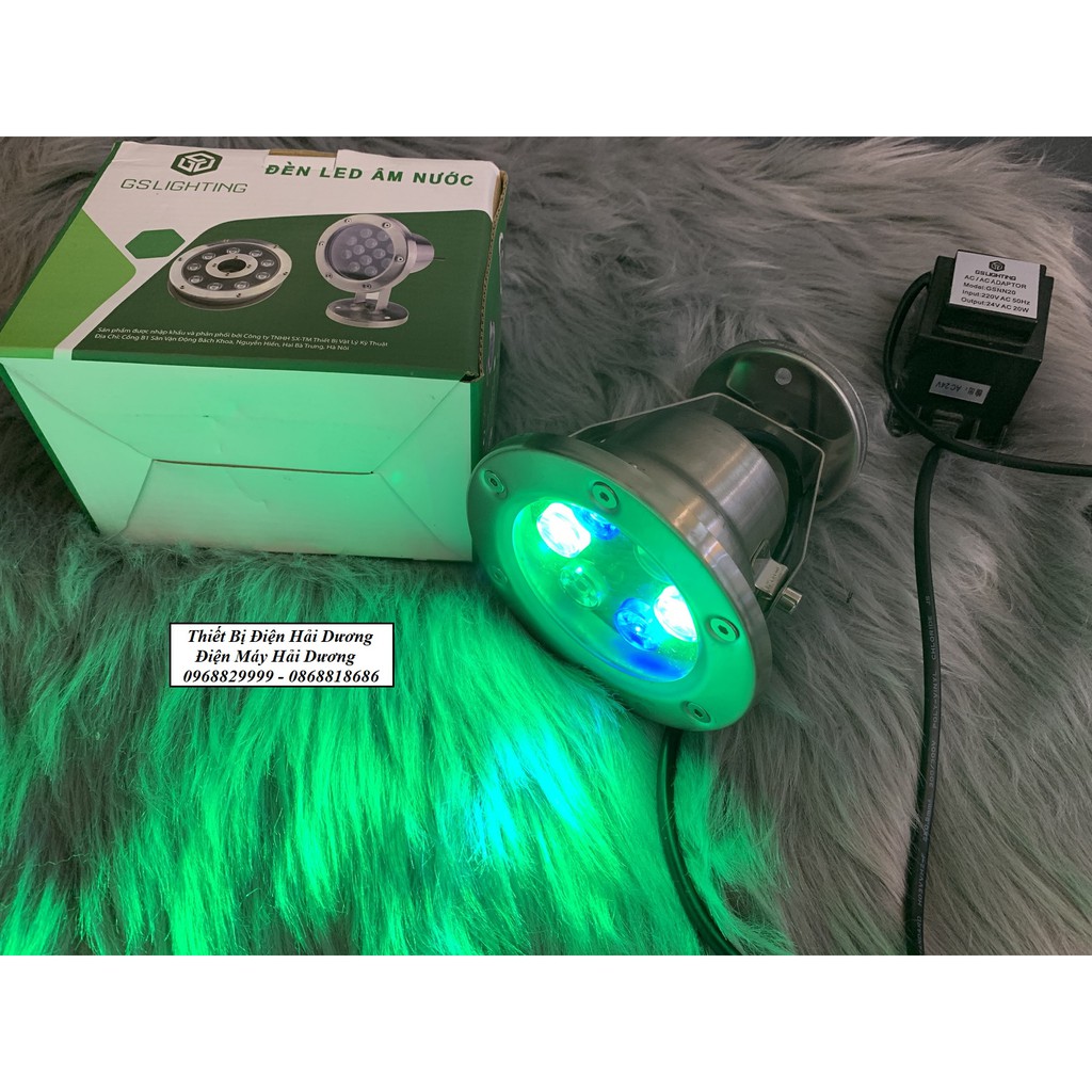 Đèn LED âm nước đổi màu, có đế GS Lighting - công suất 6W - Bảo hành 12 tháng