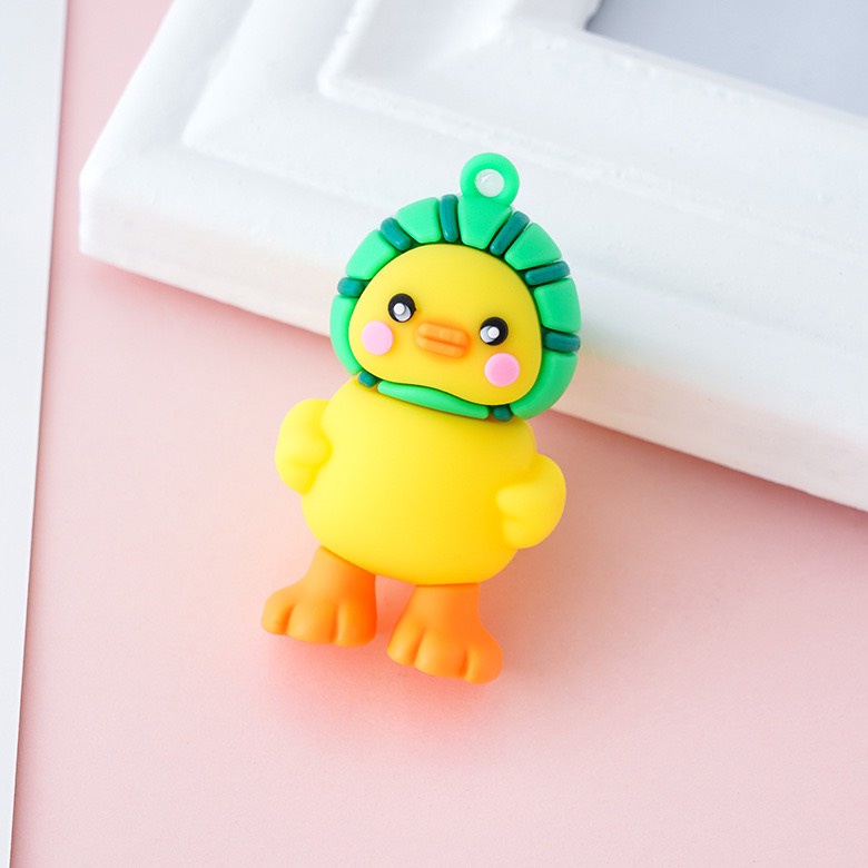 Móc khoá vịt trái cây dễ thương dùng treo khoá xe , balo