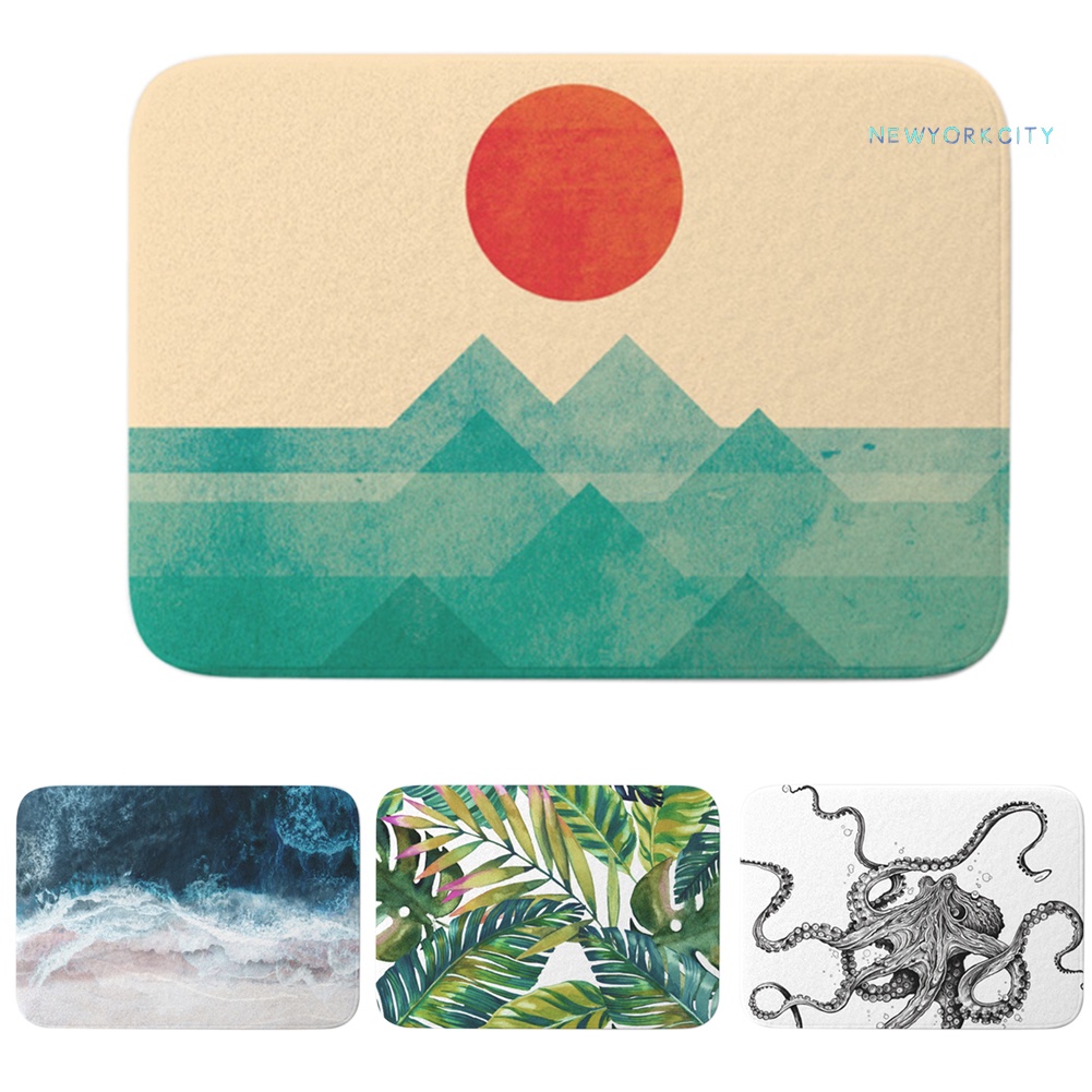 Thảm Chùi Chân Chống Trượt Hình Bạch Tuộc Và Sóng Biển