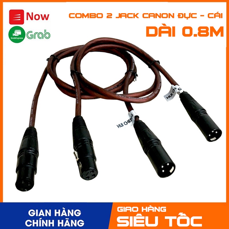 Combo 2 Jack Canon 2 Đầu Đực - Cái Liền Dây 1 Mét Cao Cấp Dùng Cho Các Thiết Bị Âm Thanh Vang, Lọc, Cục Đẩy, Mixer...