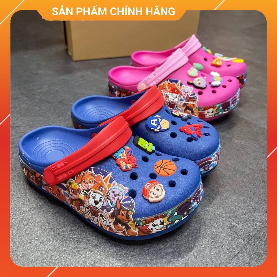 Giày Dép Trẻ Em Cross Band Paw Patrol Clog Chính Hãng Size 24 Đến 35 - Tặng 6 Jibbizt - Sấu Vui Vẻ