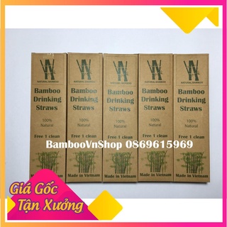 Combo 5 Hộp/10 ống hút tre + 1 que cọ xơ dừa - Bamboo Straws -  Nhà Sản Xuất