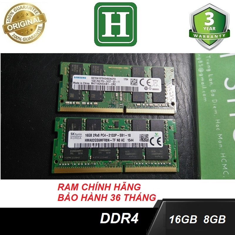 Ram Laptop DDR4 8GB, 16GB Bus 2133, 2400 hoặc 2666, tháo máy chính hãng, Bảo Hành 3 Năm