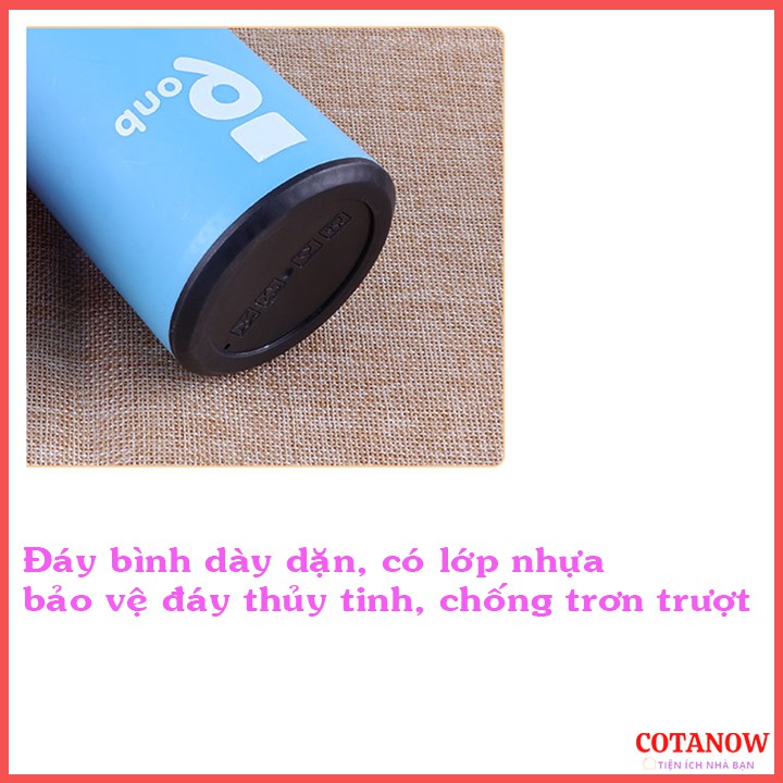 Bình Nước Giữ Nhiệt 6oup Lõi Thủy Tinh Vỏ Nhựa 450ml COTANOW