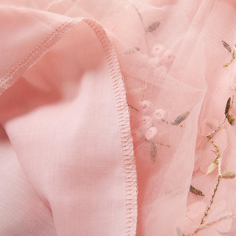 Đầm phối lưới thêu hoa xinh xắn thời trang cho bé gái