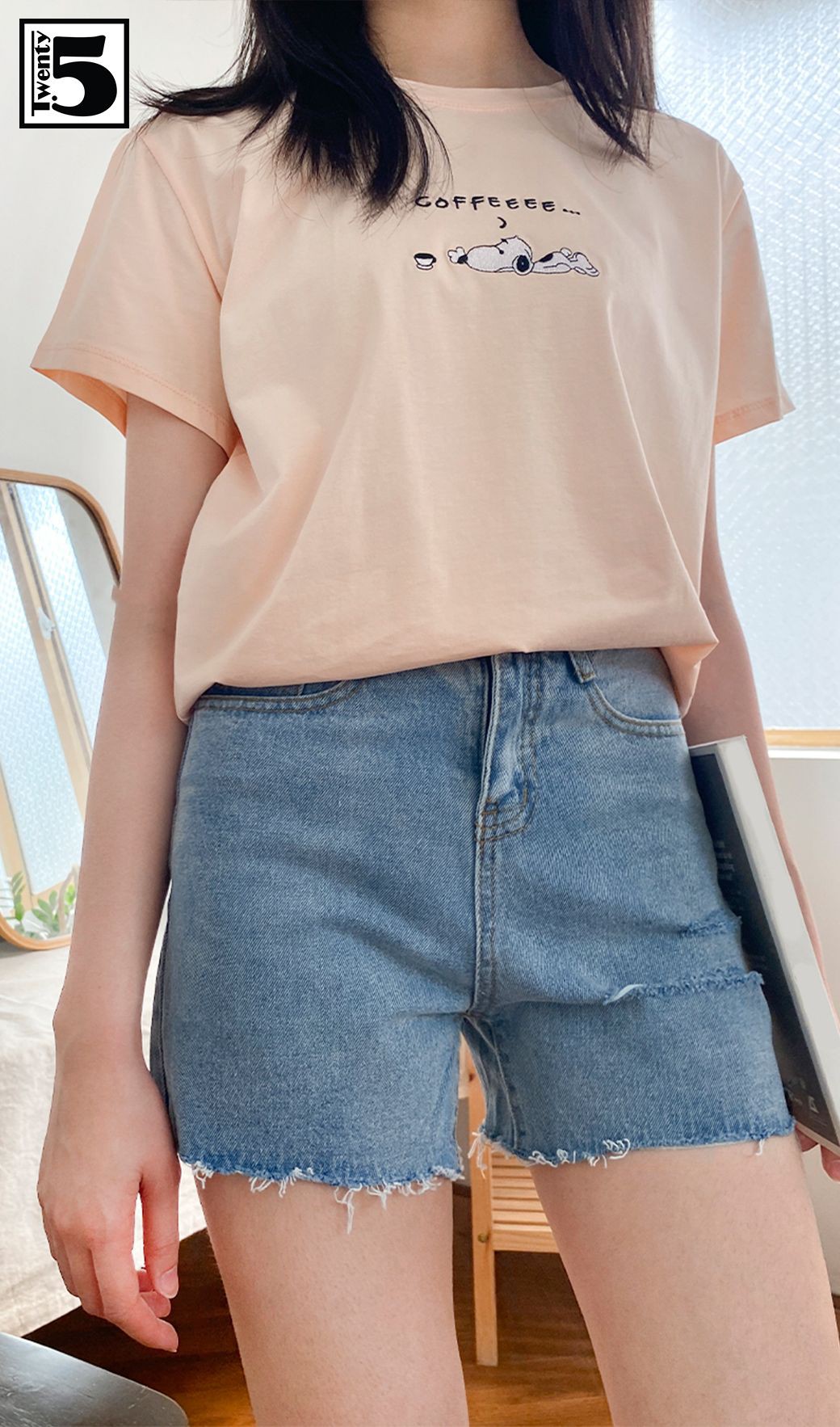 Quần short nữ trơn, rách, gấu tua rua Twentyfive 3789