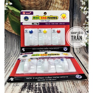Móc 3 chấm vuông HPG19 HOFACO - Móc dán tường chịu lực bằng nhựa Hồng Phát