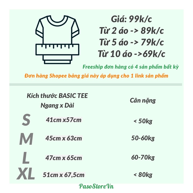 Áo thun màu đơn giản - PASO UNISEX BASIC TEE | BigBuy360 - bigbuy360.vn