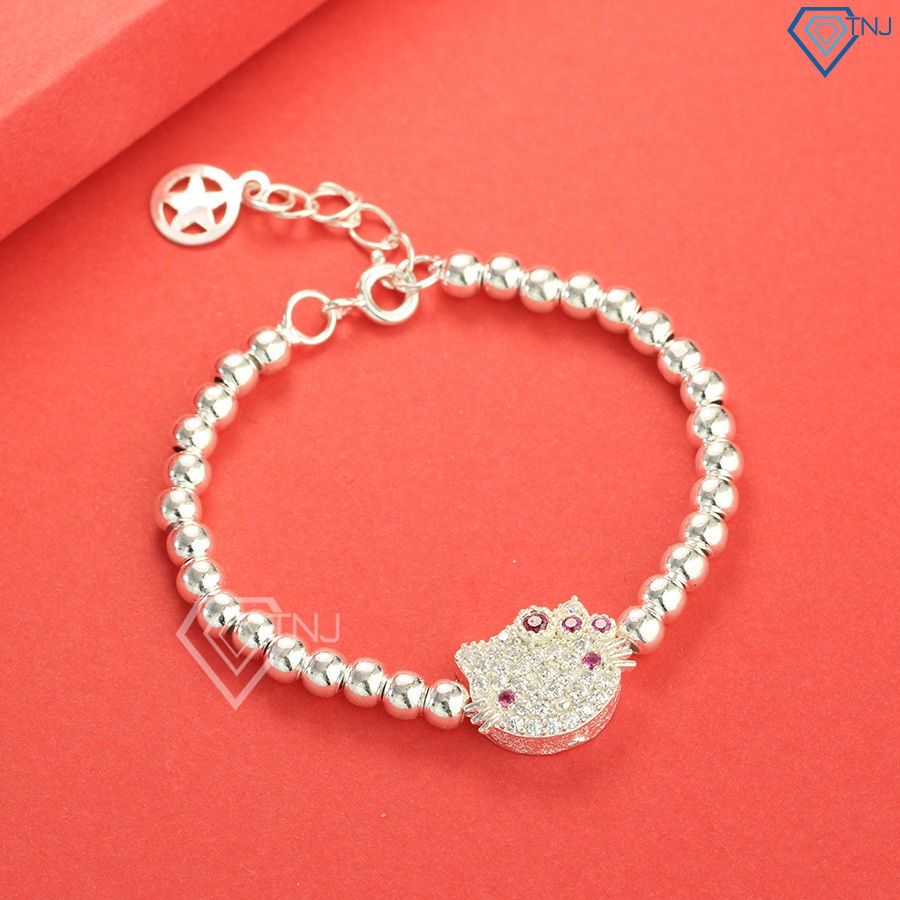 Lịch sử giá Lắc bạc trẻ em, vòng tay bạc cho bé gái hình hello kitty  ltt0032 - trang sức tnj cập nhật 3/2022 - BeeCost
