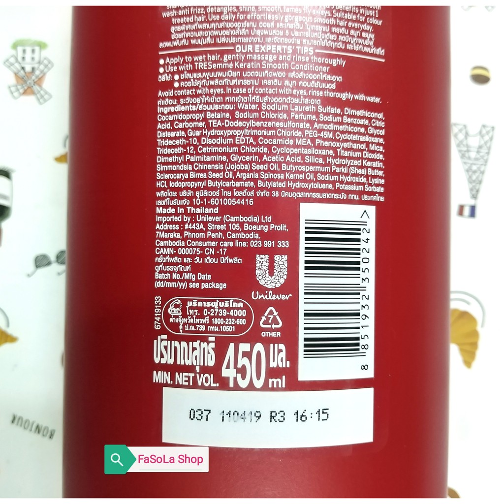 Dầu gội / Dầu xả TRESEMMÉ Thái Lan 425ml / 450ml tresemme molecular Keratin gừng trà xanh unilever mềm mượt gàu dưỡng ẩm | BigBuy360 - bigbuy360.vn