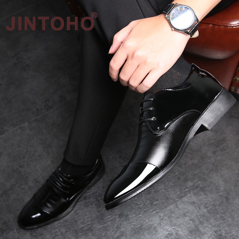 [JINTOHO] Giày Da Mũi Nhọn Cột Dây Trang Trọng Thời Trang Công Sở Cho Nam