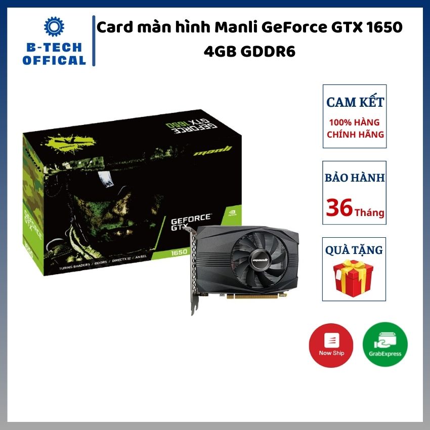 Card màn hình Manli GeForce GTX 1650 4GB GDDR6 - Hàng chính hãng bảo hành 36 tháng