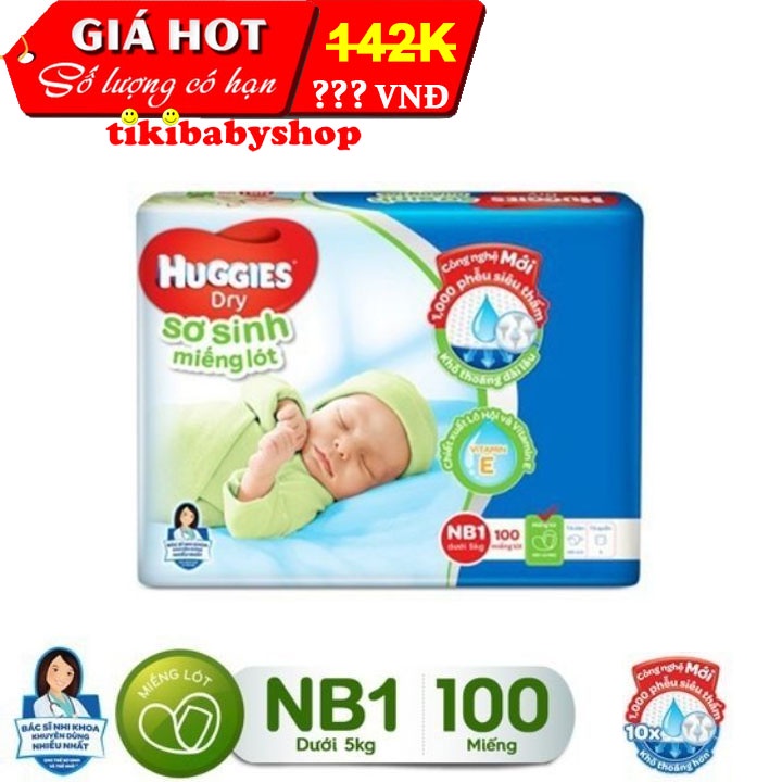 MIẾNG LÓT SƠ SINH HUGGIES NEWBORN 1 - 100 MIẾNG