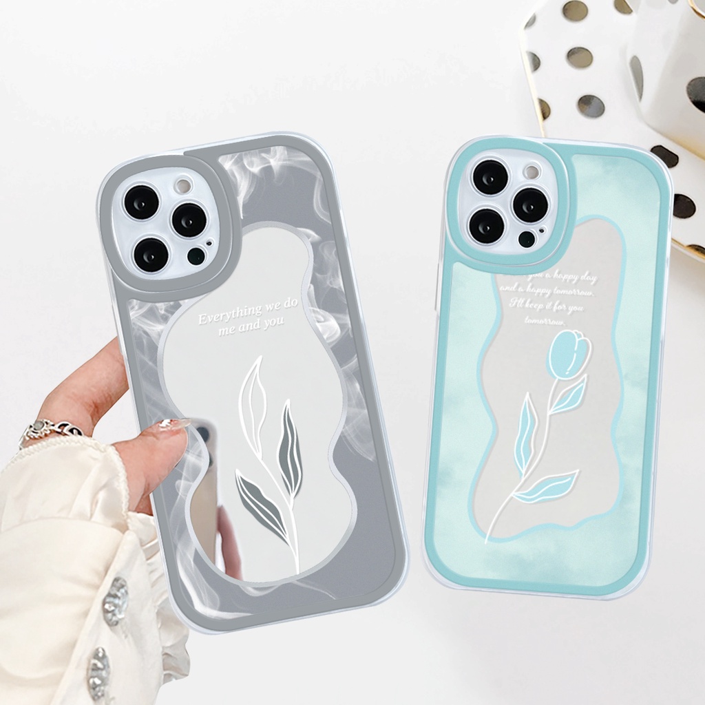 Ốp lưng iphone gương cạnh vuông lá và hoa 6/6plus/7/7plus/8/8plus/x/xs/11/12/13/pro/max/plus/promax-Sale HOT A3-12