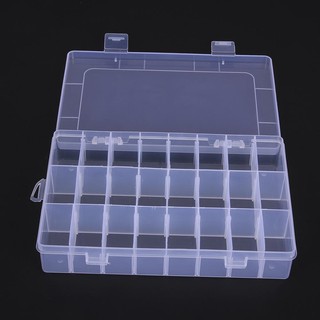 24 Compartments Plastic Jewelry Pills Box Organizer Storage Container White