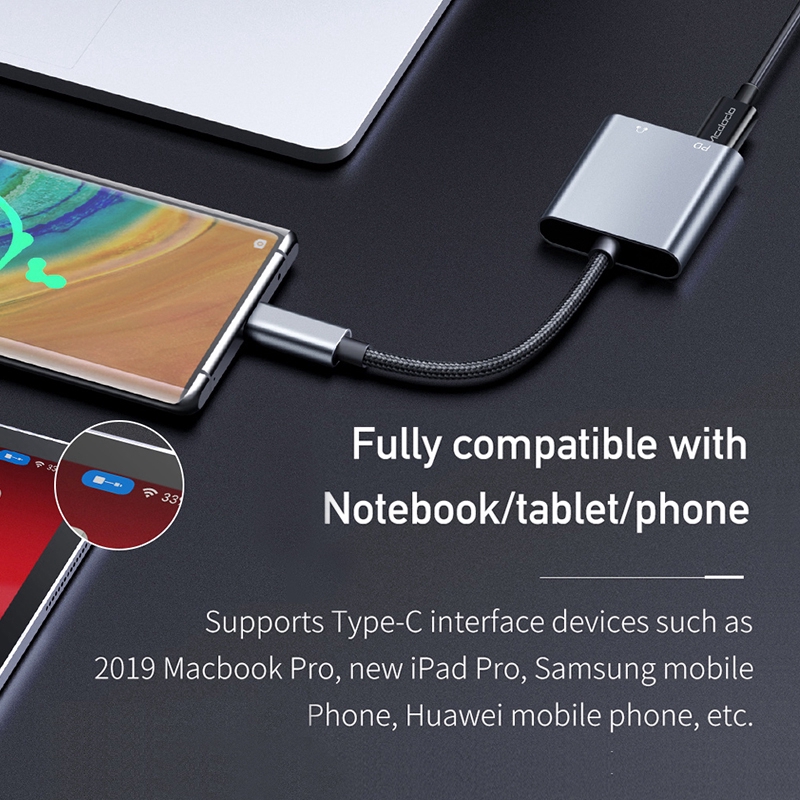 Sạc nhanh Mcdodo PD 60W USB type C sang giắc tai nghe 3.5Mm thích hợp cho iPad Pro Macbook Samsung Note 10 Huawei Xiaomi