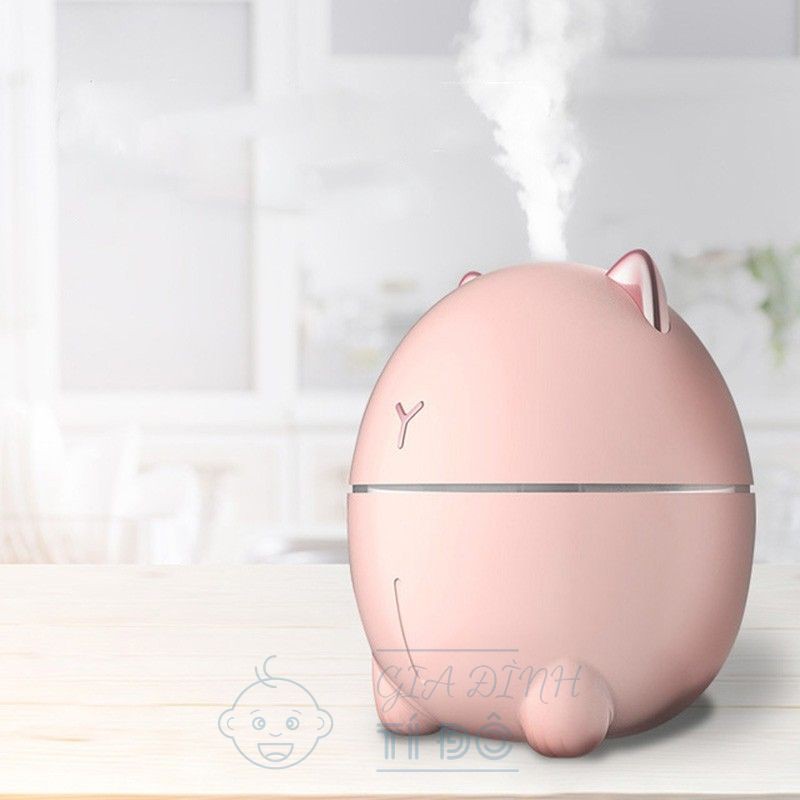 Máy Phun Sương Tạo Ẩm Hình Mèo Doodge Dễ Thương Có Đèn LED Dung Tích 200ml
