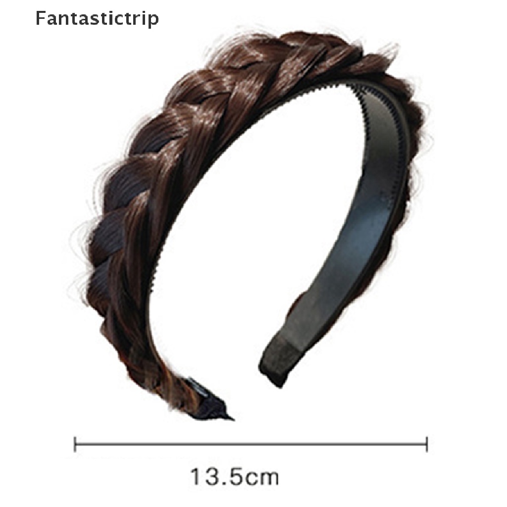 [Fantastictrip] Băng Đô Dạng Tóc Giả Thắt Bím Xương Cá Rộng Handmade Phong Cách Retro Dành Cho Nữ