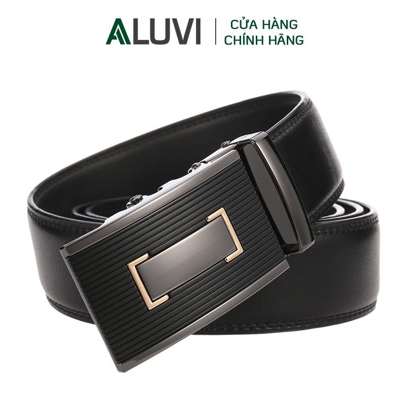 Thắt lưng nam da thật Aluvi, kiểu dây nịt nam cao cấp sang trọng, chất liệu da bò thật, khóa tự động - T10