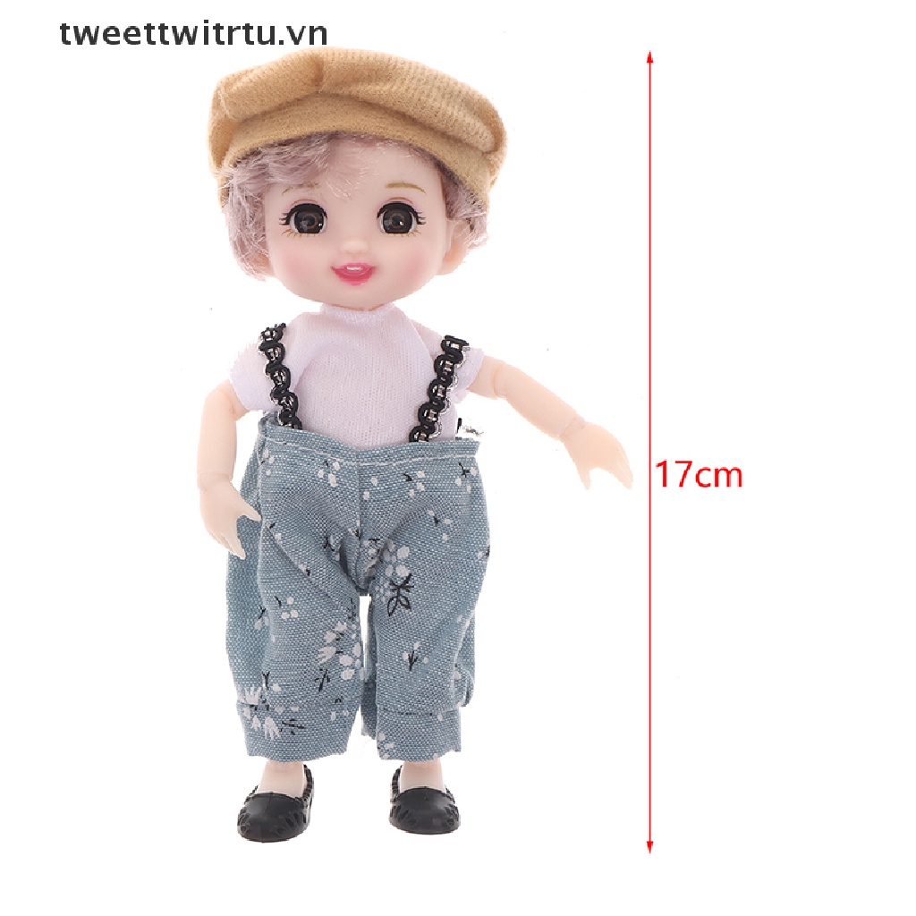 Búp Bê Bé Gái Mini 17Cm Có Khớp Chuyển Động Mắt To 3D 13Cm DIY