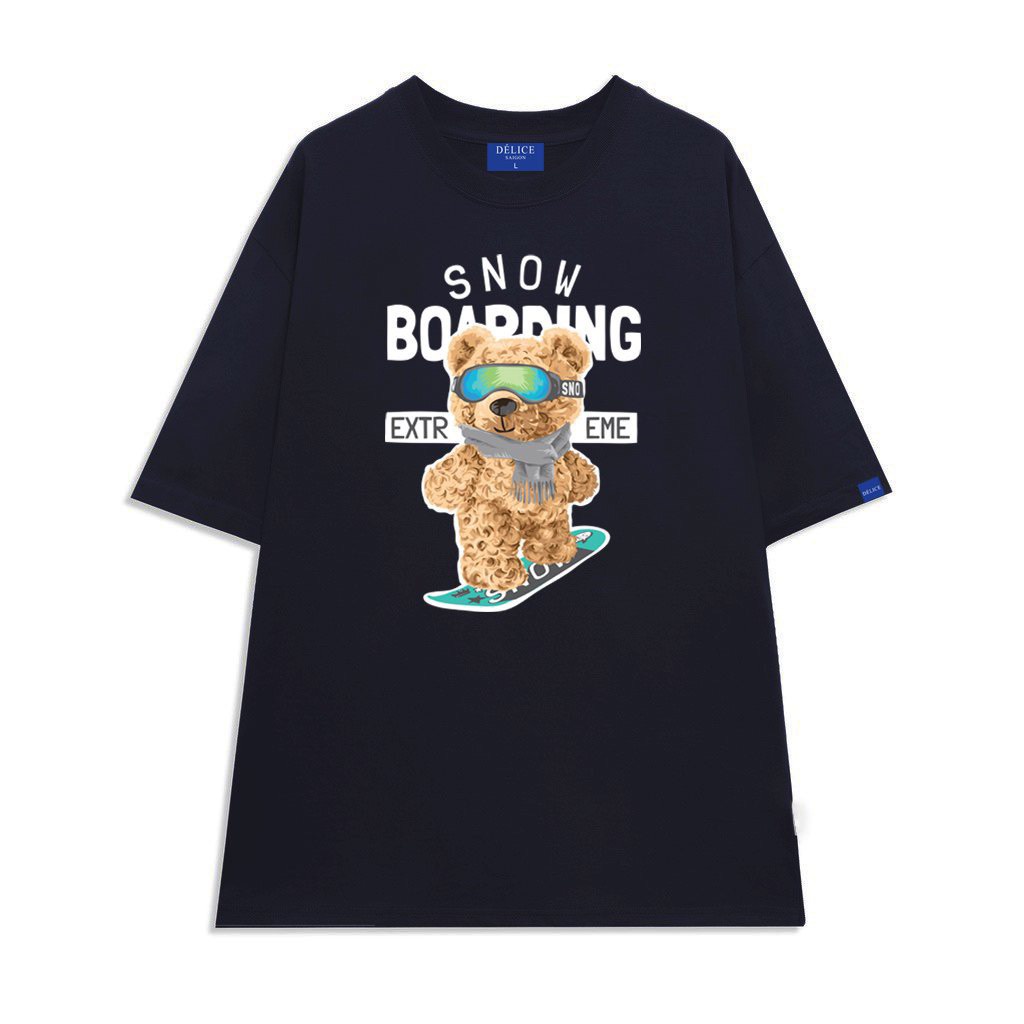[ Full Box + Tag ] Áo thun phông Unisex cotton 100% form rộng tay ngắn SNOW BOARDING