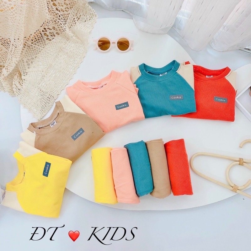 Bộ thu đông in logo Cookie cho bé, chất liệu len tăm cao cấp