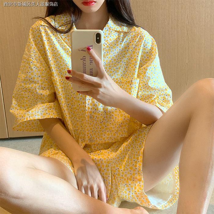 Bộ Đồ Ngủ Họa Tiết Hoa Dễ Thương Phong Cách Hàn Quốc