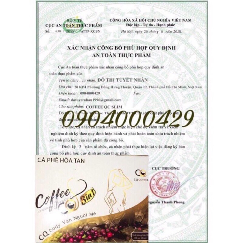 Cà phê Giảm cân CQ Thái lan hộp 10 gói CHÍNH HÃNG