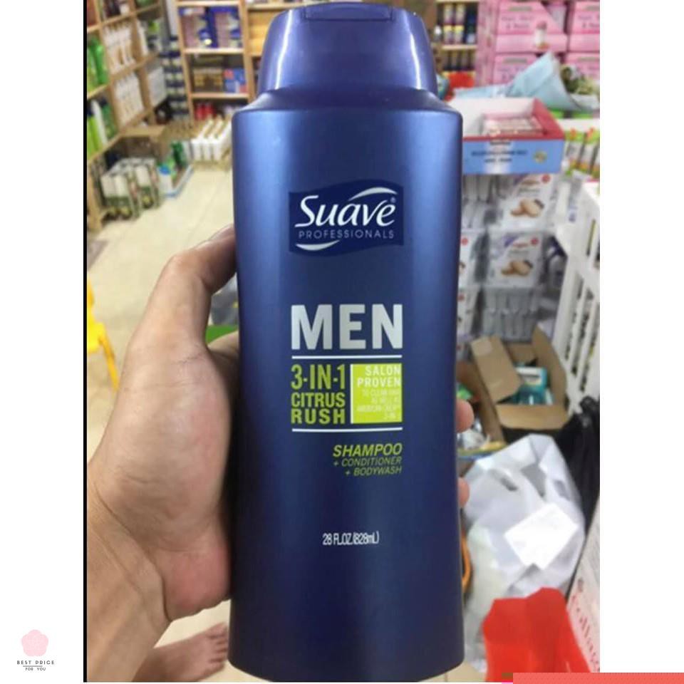 DẦU GỘI SUAVE CHO NAM - SUAVE 3 IN 1 PROFESSIONALS MEN 828ML