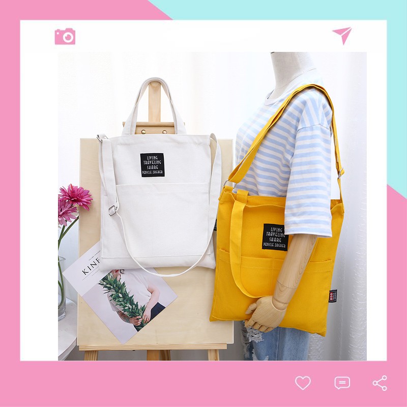 Túi Vải Tote Living Loại 1 Siêu Đẹp Cặp Đeo Chéo Ulzzang Hàn Quốc BT17