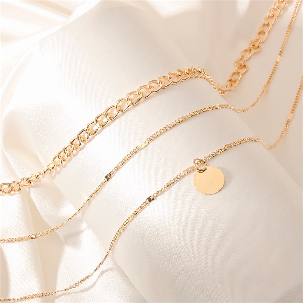 vòng cổ Kim Loại Nhiều Lớp Màu Sắc Retro Đơn Giản